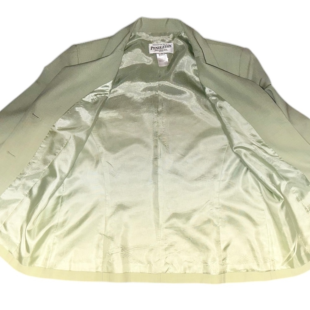 VTG Pendleton Women’s 100% Virgin Wool Green Blazer Jacket ~ Like New ~ Sz 4 - Picture 4 of 9